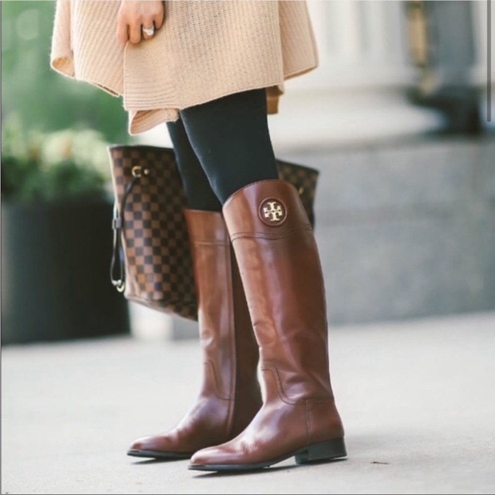 Tory Burch Almond Brown Ashlynn Riding Boot Sz 9